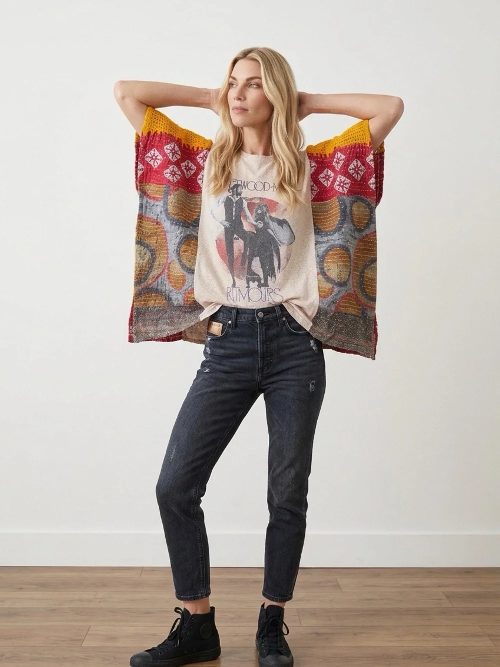Handcrafted Upcycled FLEETWOOD MAC Kantha Tunic NWT One Size - Picture 4 of 12